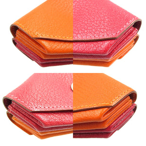 エルメス ル・カランユイットLE48 G刻印 シェーブル シルバー金具 レッド オレンジ コインケース 0157【中古】HERMES