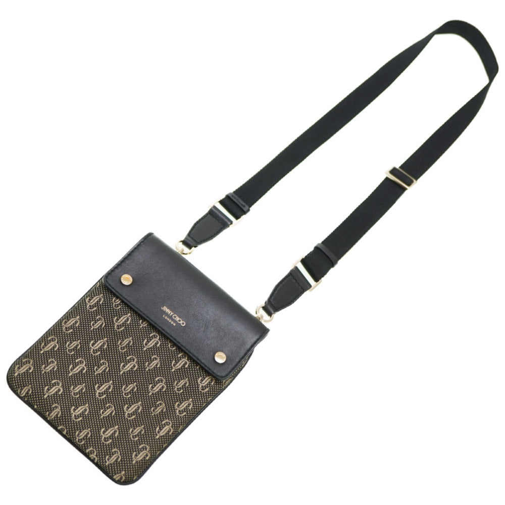 新品同様 ジミーチュウ KIMI メッセンジャー ショルダーバッグ キャンバス/レザ 0175【中古】JIMMY CHOO