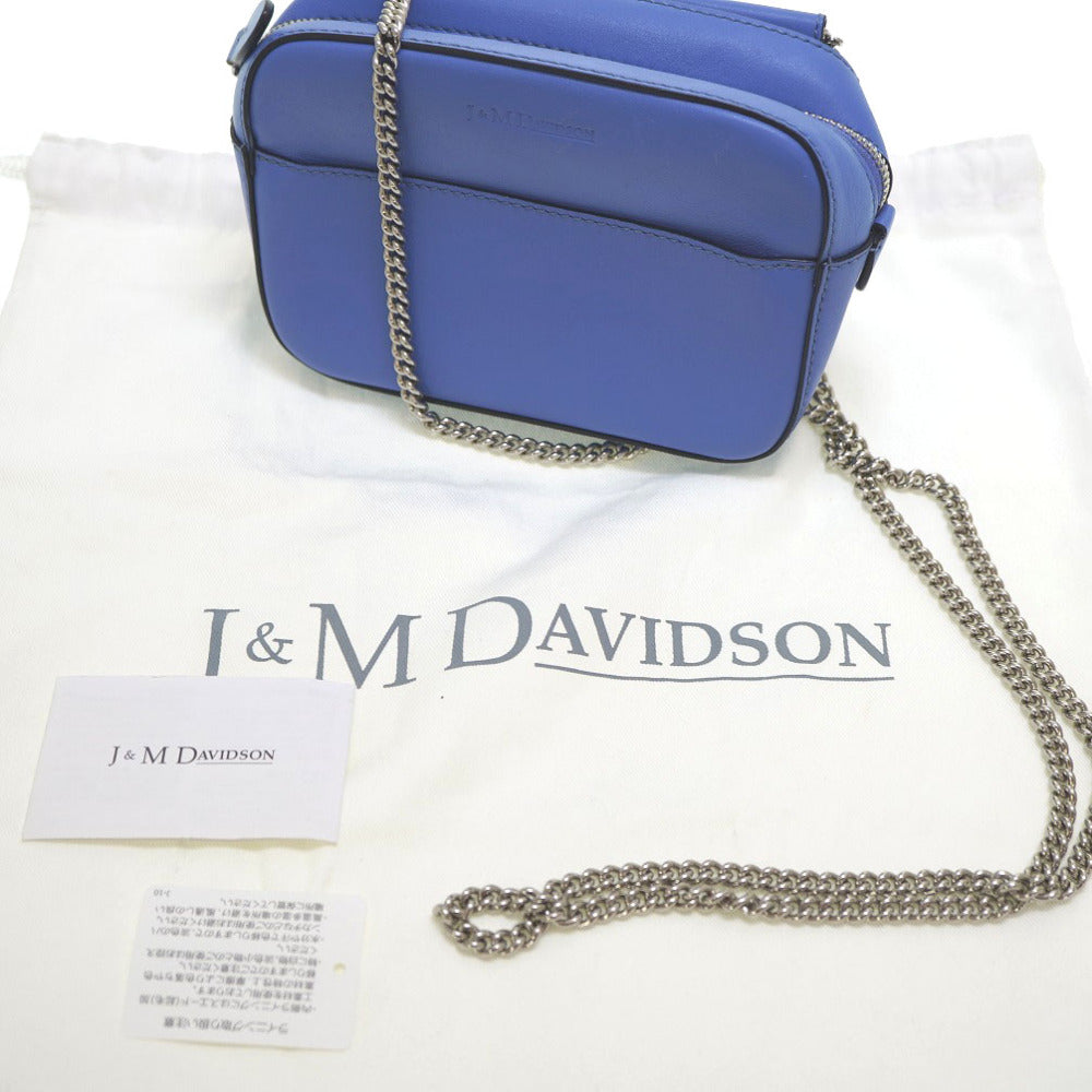 J&M デヴィッドソン ぺブル ミニ チェーン ショルダーバッグ レザー ブルー 青 0176【中古】J&M Davidson ジェイアンドエム