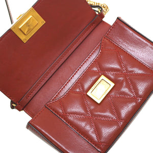 美品 ジバンシィ 2WAY ショルダーバッグ チェーン クラッチバッグ レザー ブラウン 0178【中古】GIVENCHY ジバンシー