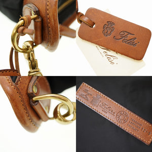 フェリージ ナイロン/レザー ショルダーバッグ ブラック 黒 0180【中古】FELISI