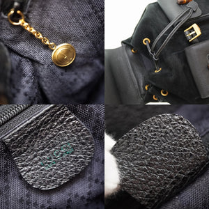 グッチ バンブー リュック デイパック スエード ブラック 黒 0182【中古】GUCCI スウェード ヴィンテージ