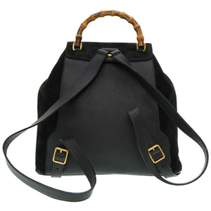 グッチ バンブー リュック デイパック スエード ブラック 黒 0182【中古】GUCCI スウェード ヴィンテージ