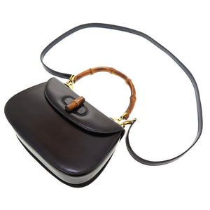 美品 グッチ バンブー レザー ネイビー 000 2046 0188 2WAY ハンドバッグ バッグ 0184 【中古】 GUCCI