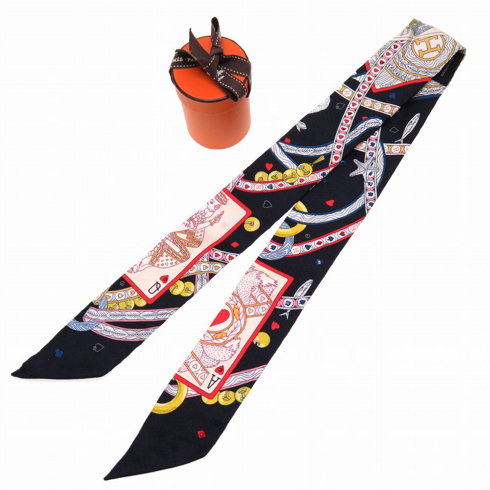 未使用 エルメス ツイリー ビジューピケ ハートのクイーン DAME DE COEUR ブラック スカーフ 0191 【中古】 HERMES