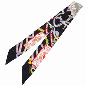 未使用 エルメス ツイリー ビジューピケ ハートのクイーン DAME DE COEUR ブラック スカーフ 0191 【中古】 HERMES