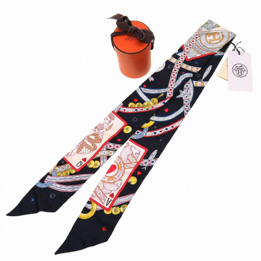 未使用 エルメス ツイリー ビジューピケ ハートのクイーン DAME DE COEUR スカーフ ブラック 0192 【中古】 HERMES