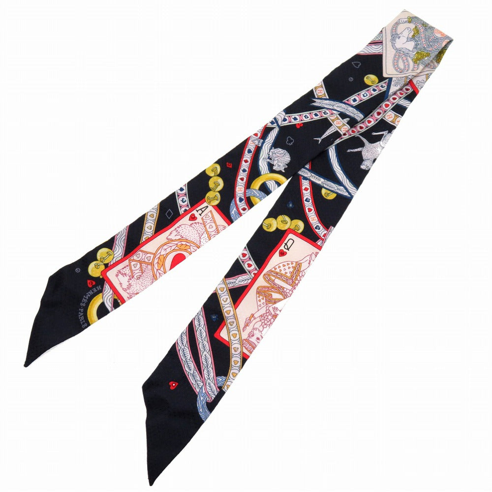 未使用 エルメス ツイリー ビジューピケ ハートのクイーン DAME DE COEUR スカーフ ブラック 0192 【中古】 HERMES