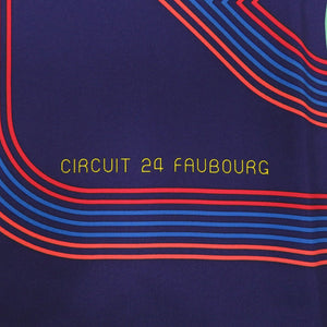 美品 エルメス カレ90 CIRCUIT 24 FAUBOURG24番地のサーキット シルク/シルク  ンディゴブルー ネイビー スカーフ 紺 0215【中古】HERMES