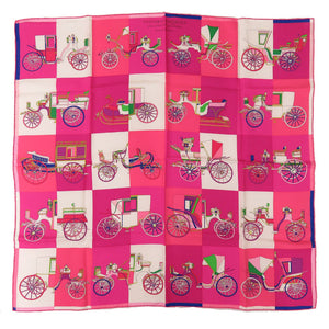 美品  エルメス カレ90 VOITURES EXQUISES シルク ローズヴィフ ピンク スカーフ 0216【中古】HERMES