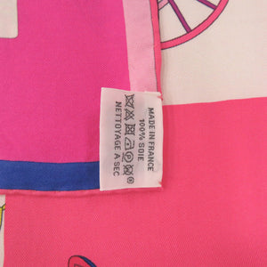 美品  エルメス カレ90 VOITURES EXQUISES シルク ローズヴィフ ピンク スカーフ 0216【中古】HERMES