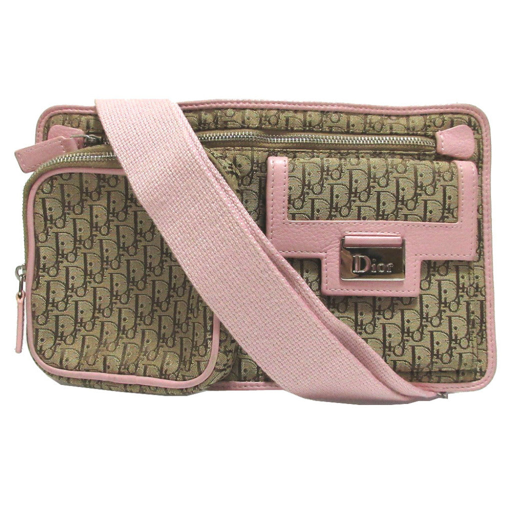 美品 ディオール トロッター キャンバス レザー ベージュ ピンク ウエストバッグ ボディバッグ 0218【中古】Dior