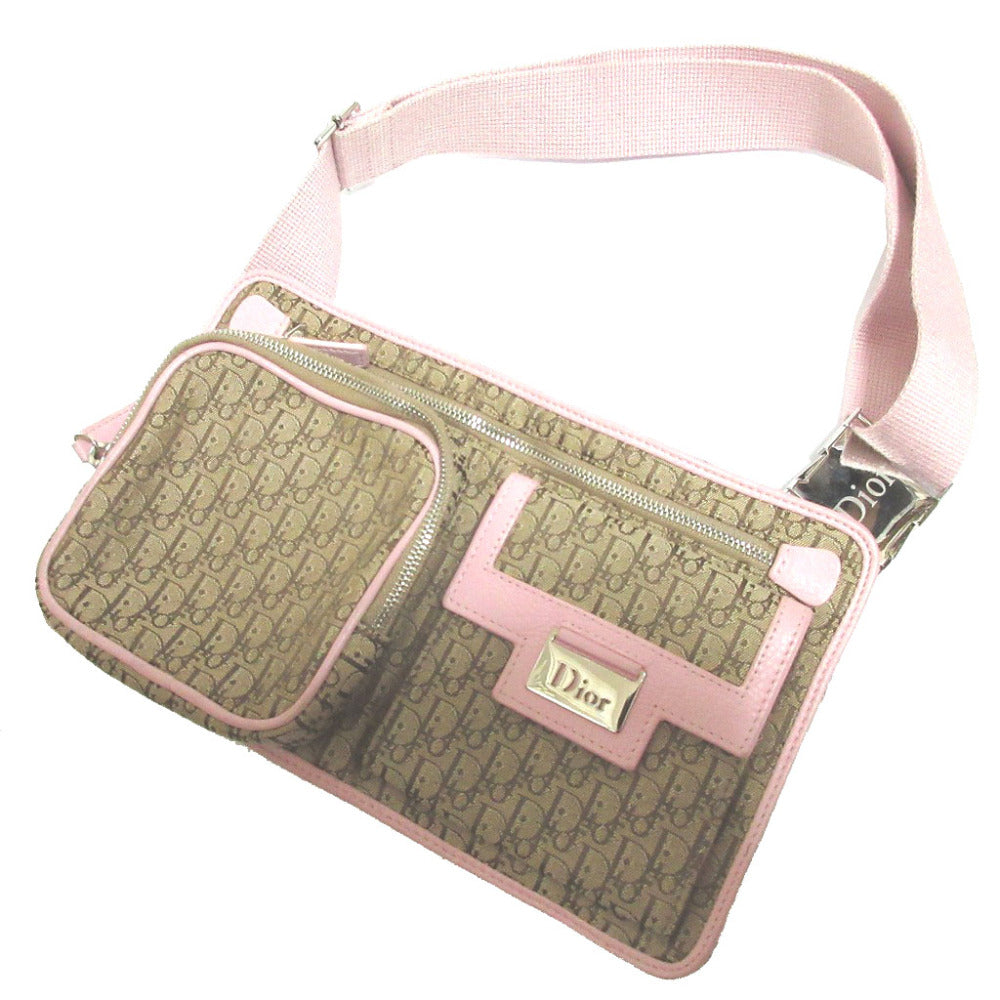 美品 ディオール トロッター キャンバス レザー ベージュ ピンク ウエストバッグ ボディバッグ 0218【中古】Dior