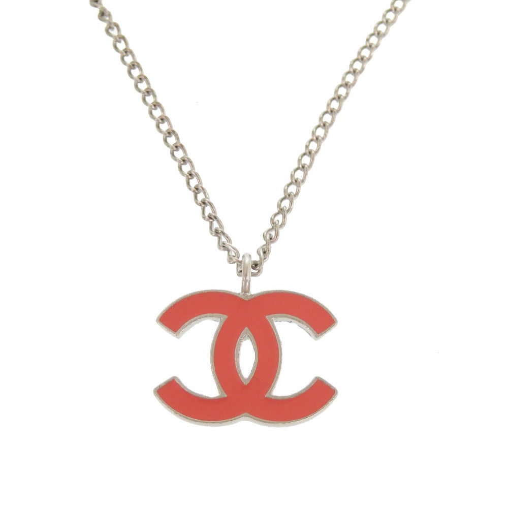 美品 シャネル ココマーク オレンジ 06Pシルバー ネックレス アクセサリー 0227 【中古】 CHANEL レディース