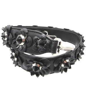 新品同様 フェンディ ストラップユー フラワー スタッズ レザー ブラック 黒 ストラップ 0233【中古】FENDI