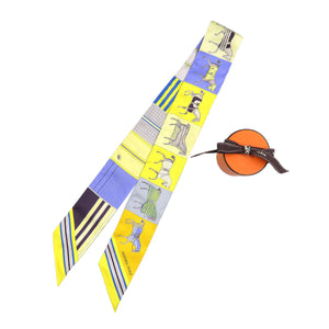 エルメス ツイリー 新しいブランケット シルク イエロー ブルー スカーフ 0237【中古】HERMES