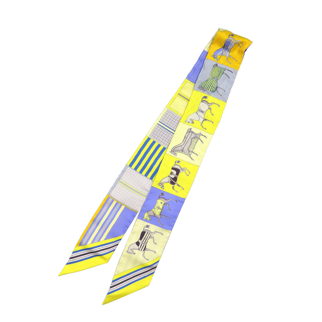 エルメス ツイリー 新しいブランケット シルク イエロー ブルー スカーフ 0237【中古】HERMES