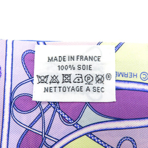 美品 エルメス ツイリー 鞭 ブロック シルク パープ中古ル ブルー イエロー スカーフ 0244【中古】HERMES