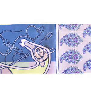 美品 エルメス ツイリー 鞭 ブロック シルク パープ中古ル ブルー イエロー スカーフ 0244【中古】HERMES