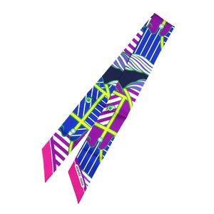 未使用 エルメス ツイリー カドリージュ シルク フューシャ ブルー ジョーヌ パープル スカーフ 0246【中古】HERMES