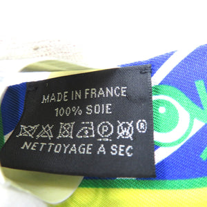 未使用 エルメス ツイリー カドリージュ シルク フューシャ ブルー ジョーヌ パープル スカーフ 0246【中古】HERMES