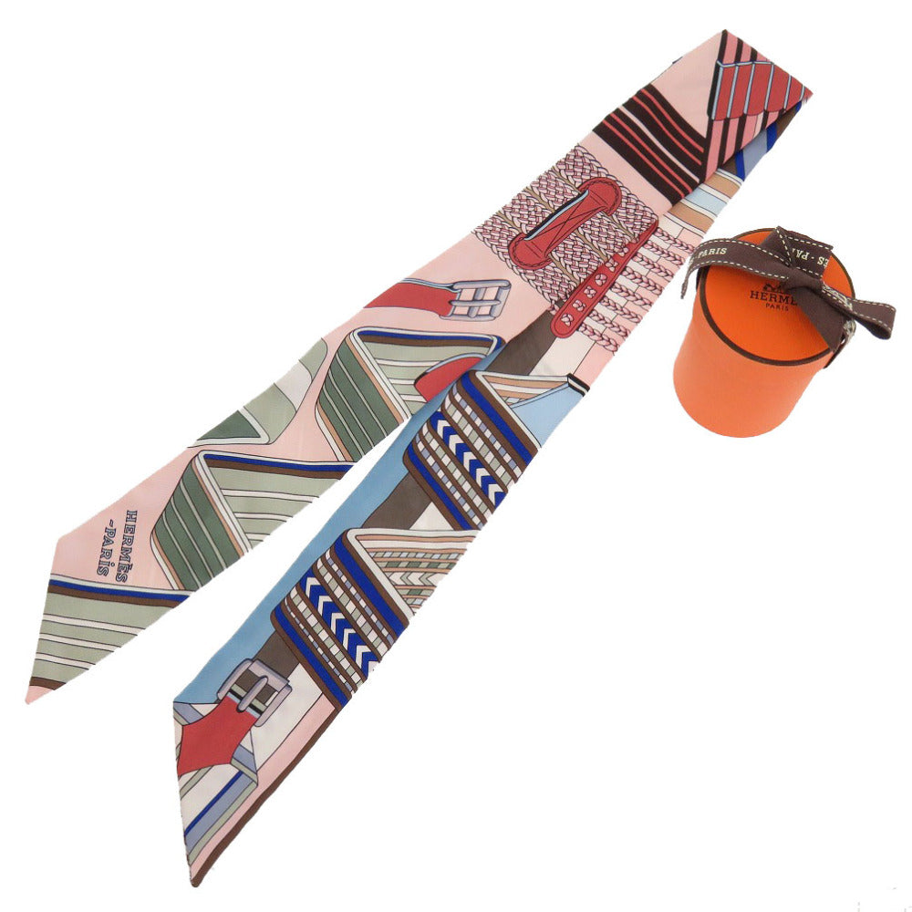 未使用 エルメス ツイリー ジグザグのサングル ローズプードル ブラン シエル スカーフ 0255 【中古】 HERMES