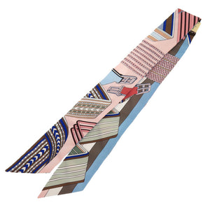 未使用 エルメス ツイリー ジグザグのサングル ローズプードル ブラン シエル スカーフ 0255 【中古】 HERMES