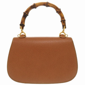 美品 グッチ バンブー レザー ブラウン ゴールド金具 000 2046 0188 2WAY ハンドバッグ 茶 0271 【中古】 GUCCI