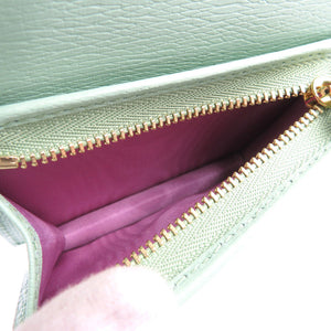 未使用 グッチ ばなにゃ 桜餅 701009 レザー ゴールド金具 エメラルド グリーン 二つ折り財布 0075【中古】GUCCI