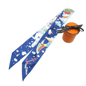 美品 エルメス ツイリー Sur Mon Nuage 私の雲 シルク マリン シエル スカーフ 0085【中古】HERMES