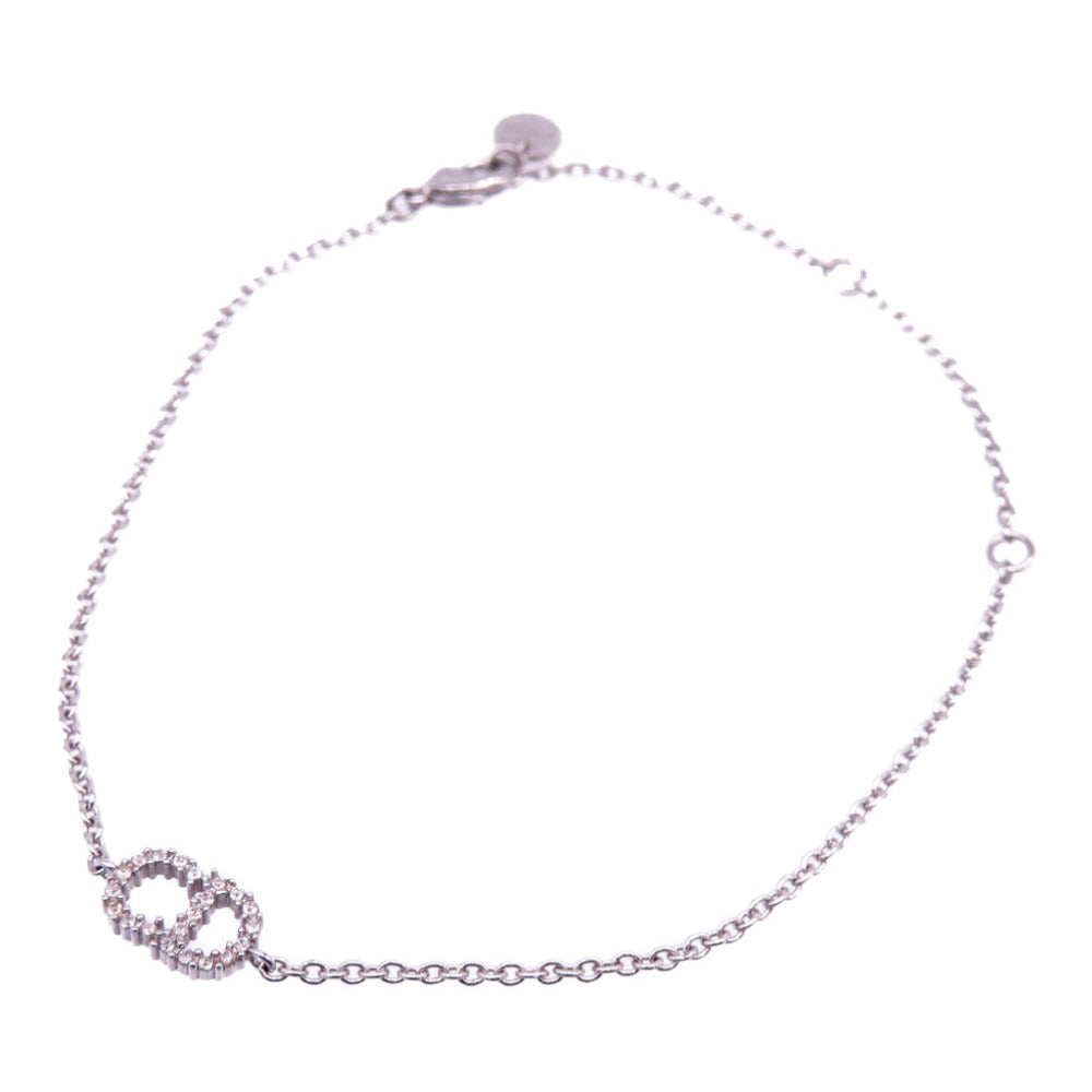 美品 クリスチャンディオール クレール ディー リュヌ CDロゴ ブレスレット メタル ラインストーン シルバー 0089【中古】Christian Dior レディース