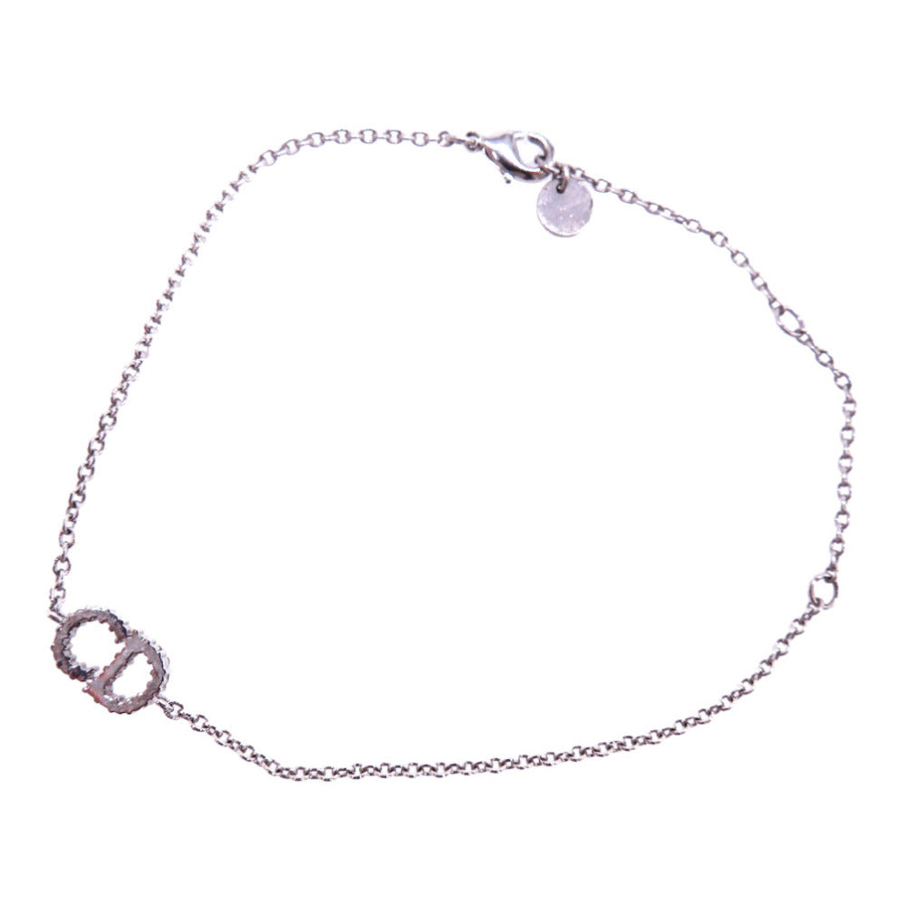 美品 クリスチャンディオール クレール ディー リュヌ CDロゴ ブレスレット メタル ラインストーン シルバー 0089【中古】Christian Dior レディース