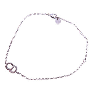 美品 クリスチャンディオール クレール ディー リュヌ CDロゴ ブレスレット メタル ラインストーン シルバー 0089【中古】Christian Dior レディース