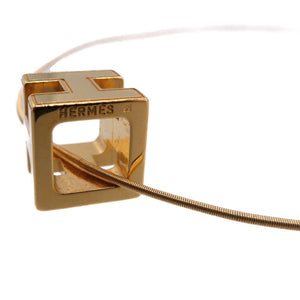 エルメス カージュドアッシュ Hキューブネックレス  メタル ゴールド 0099【中古】HERMES