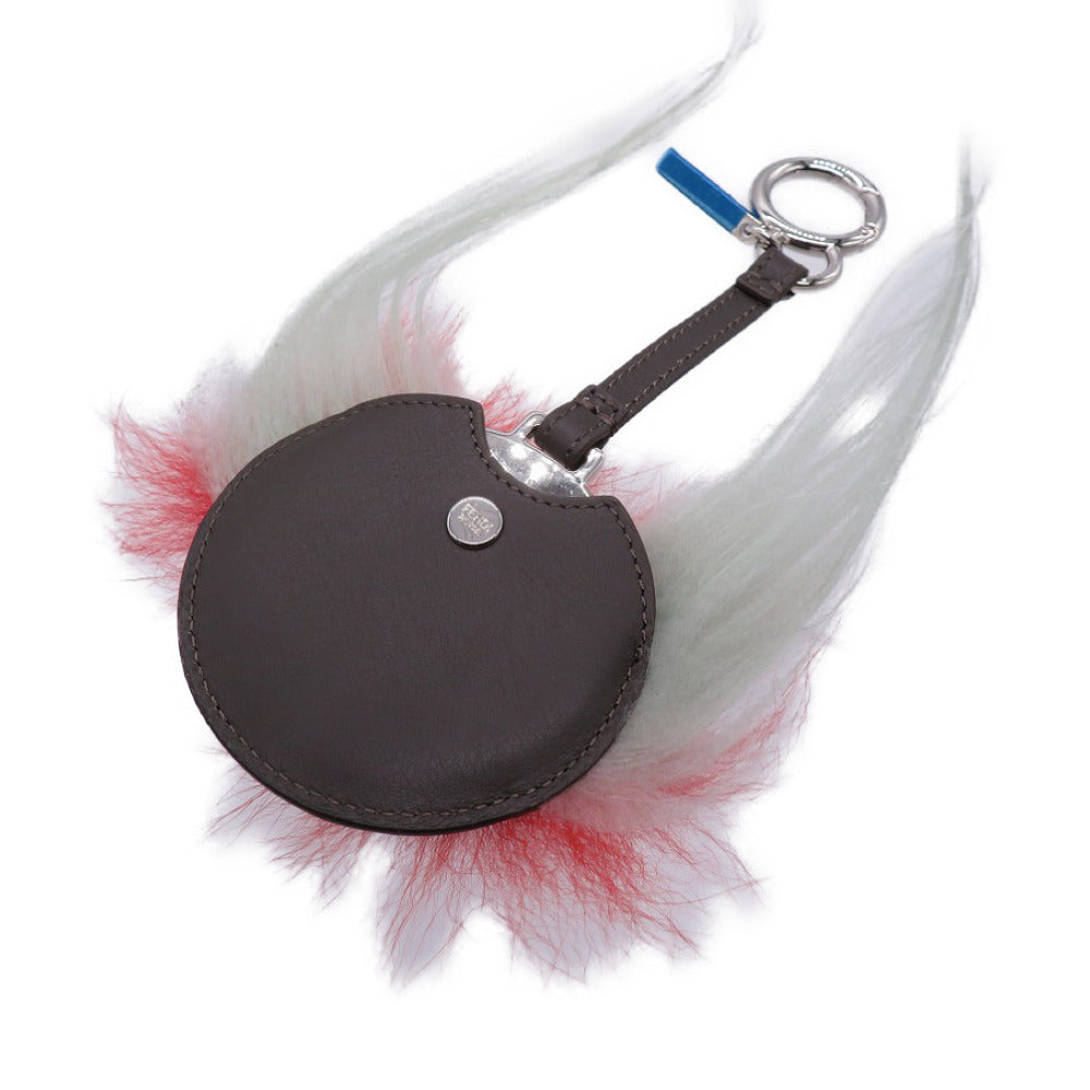 新品同様 フェンディ モンスターミラーチャーム キーホルダー レザー/ファー グレー 0101【中古】FENDI