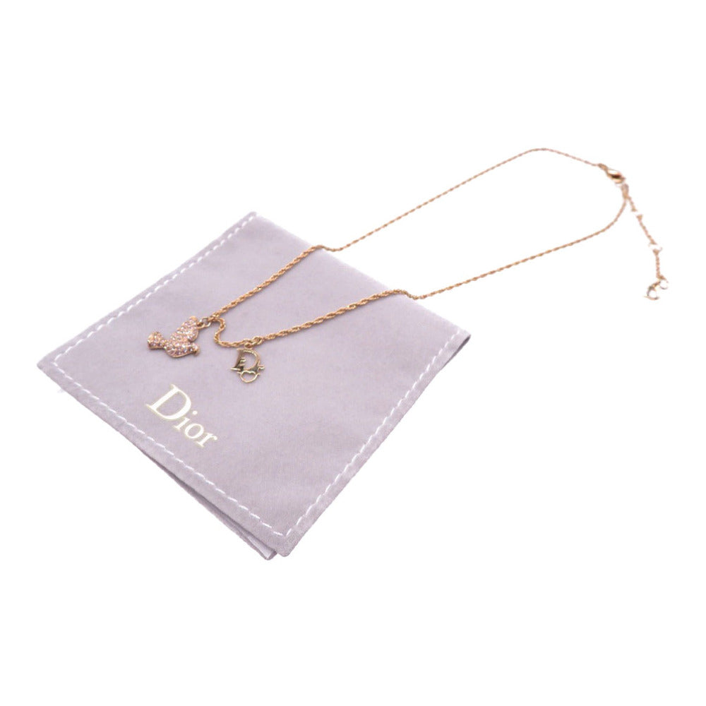 新品同様 ディオール CDロゴ 鳥モチーフ ネックレス メタル/ストーン ゴールド 0102【中古】Dior