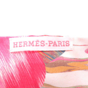 新品同様 エルメス ツイリー 京都マーブル スカーフ シルク マルチカラー 0104【中古】HERMES