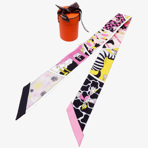 未使用 エルメス ツイリー ファクトリースーツ スカーフ シルク ブラック 0105【中古】HERMES