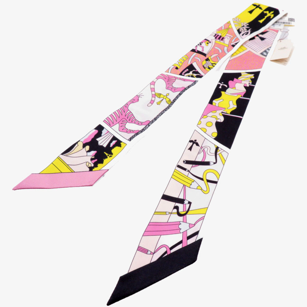 未使用 エルメス ツイリー ファクトリースーツ スカーフ シルク ブラック 0105【中古】HERMES