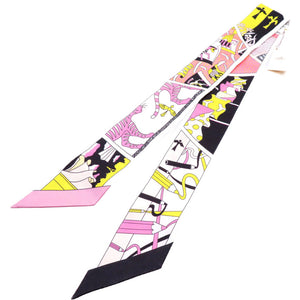 未使用 エルメス ツイリー ファクトリースーツ スカーフ シルク ブラック 0106【中古】HERMES