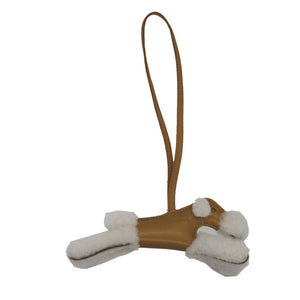 新品同様 エルメス  バディ レザー ムートン アニューミロ セサミ Z刻印(2021年製) バッグチャーム キーホルダー 0120【中古】HERMES