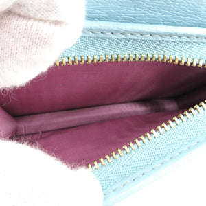 未使用 グッチ ばなにゃ バナナ  レインボー＆スター 701009 二つ折り財布 レザー ブルー 水色 0121【中古】GUCCI