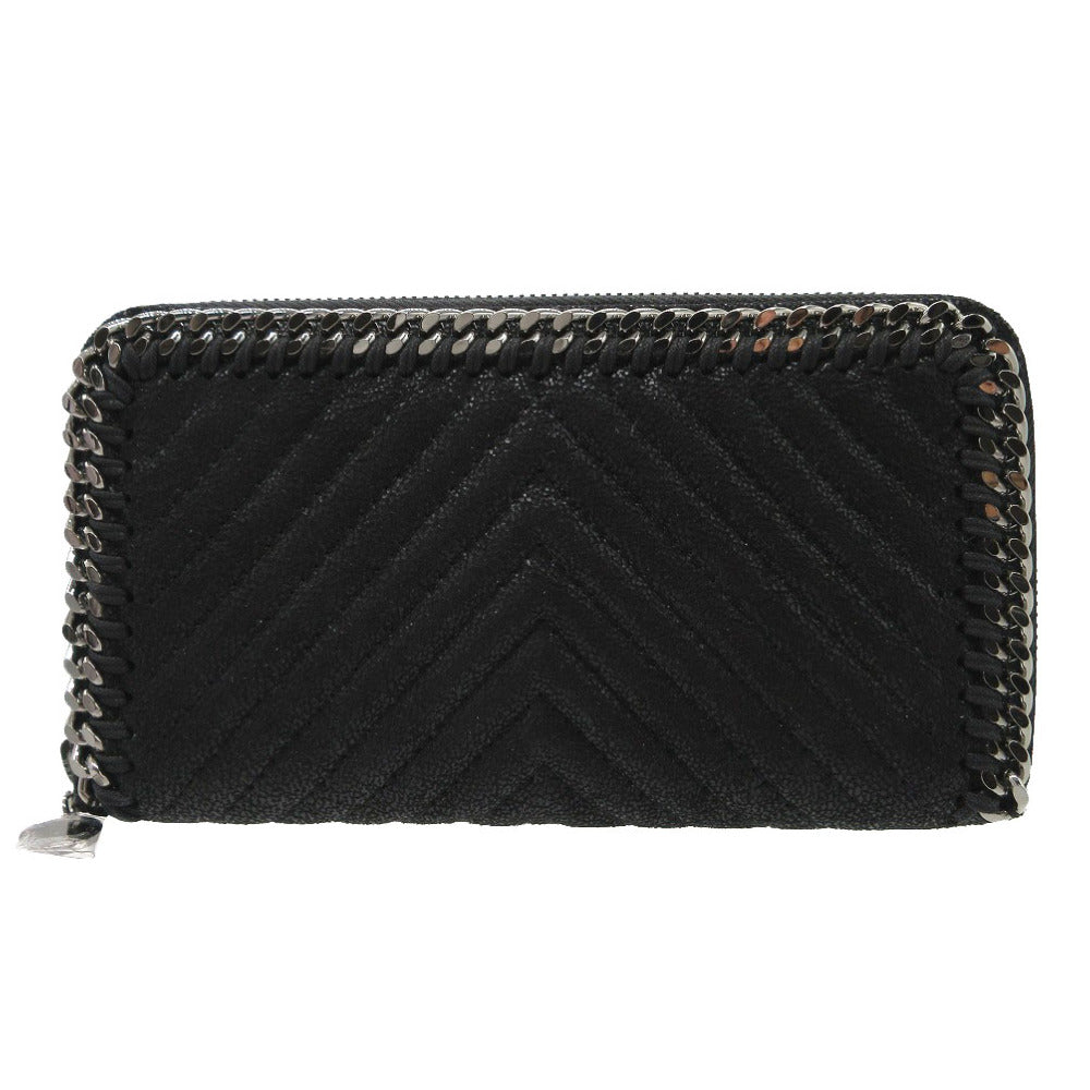 未使用 ステラマッカートニー ファラベラ シェブロン キルティング 長財布 合成皮革 ブラック 黒 0126【中古】Stella McCartney