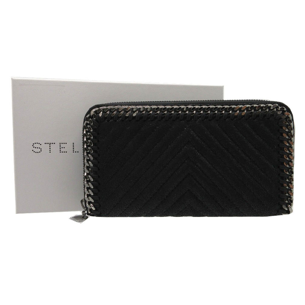 未使用 ステラマッカートニー ファラベラ シェブロン キルティング 長財布 合成皮革 ブラック 黒 0126【中古】Stella McCartney