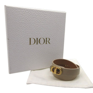 新品同様 ディオール ２連ブレスレット 30モンテーニュ レザー Sサイズ ベージュ 0128【中古】Dior
