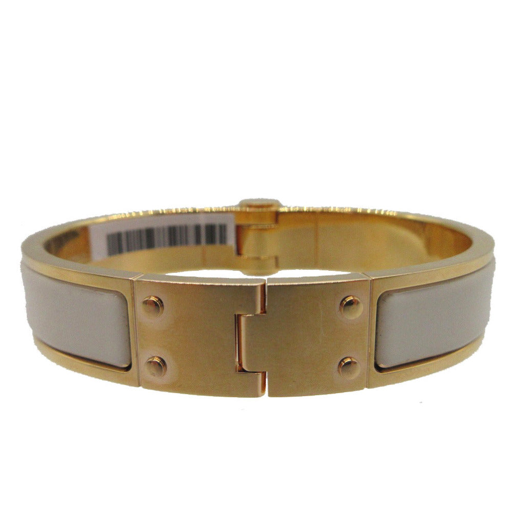 新品同様 エルメス シャル二エール ブレスレット メタル ゴールド/アイボリー 金/白 0132【中古】HERMES