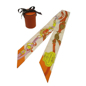 未使用 エルメス ツイリー ブリッド ドゥ ガラ アップリケ ピケ スカーフ シルク クレーム 0136【中古】HERMES