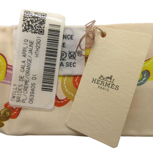 未使用 エルメス ツイリー ブリッド ドゥ ガラ アップリケ ピケ スカーフ シルク クレーム 0136【中古】HERMES