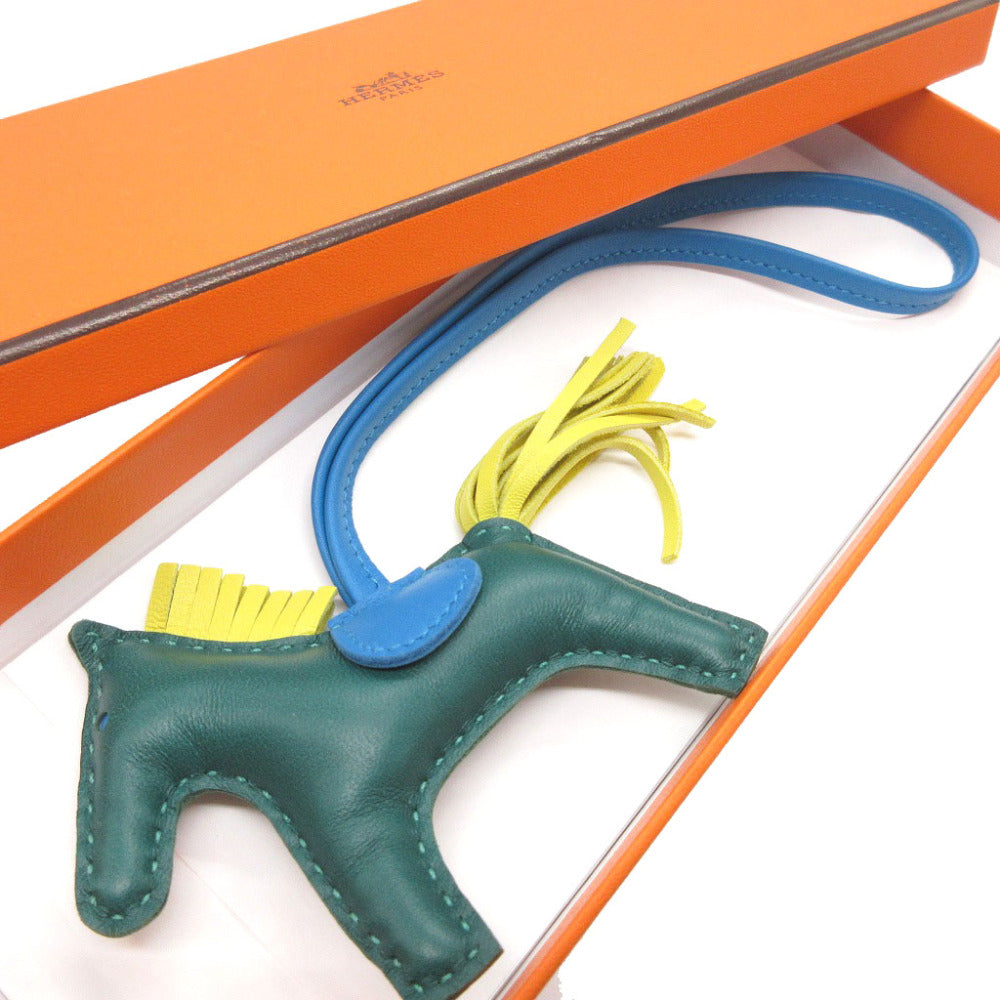 美品 エルメス ロデオチャームPM アニューミロ マラカイト ライム ブルーザンジバル バッグチャーム キーホルダー 0140【中古】HERMES