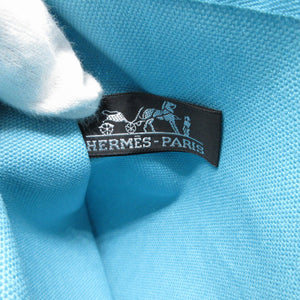 美品 エルメス ヨッティングGM キャンバス 水色 ポーチ 0141【中古】HERMES